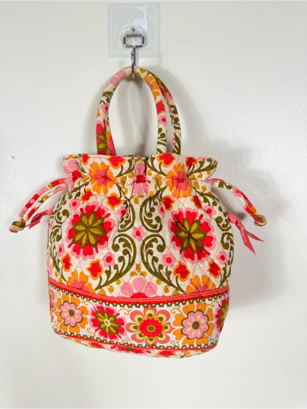 Vera Bradley Folkloric Emma Drawstring Bucket Bag Floral Retired Prairie Quilted